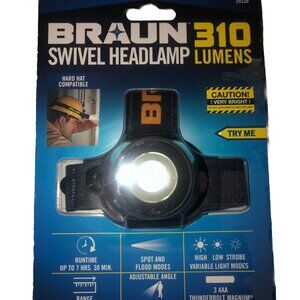 Head Lamp LED 310 Lumen Swivel Flood And Spot Modes Wide Angle Swivel Flashlight